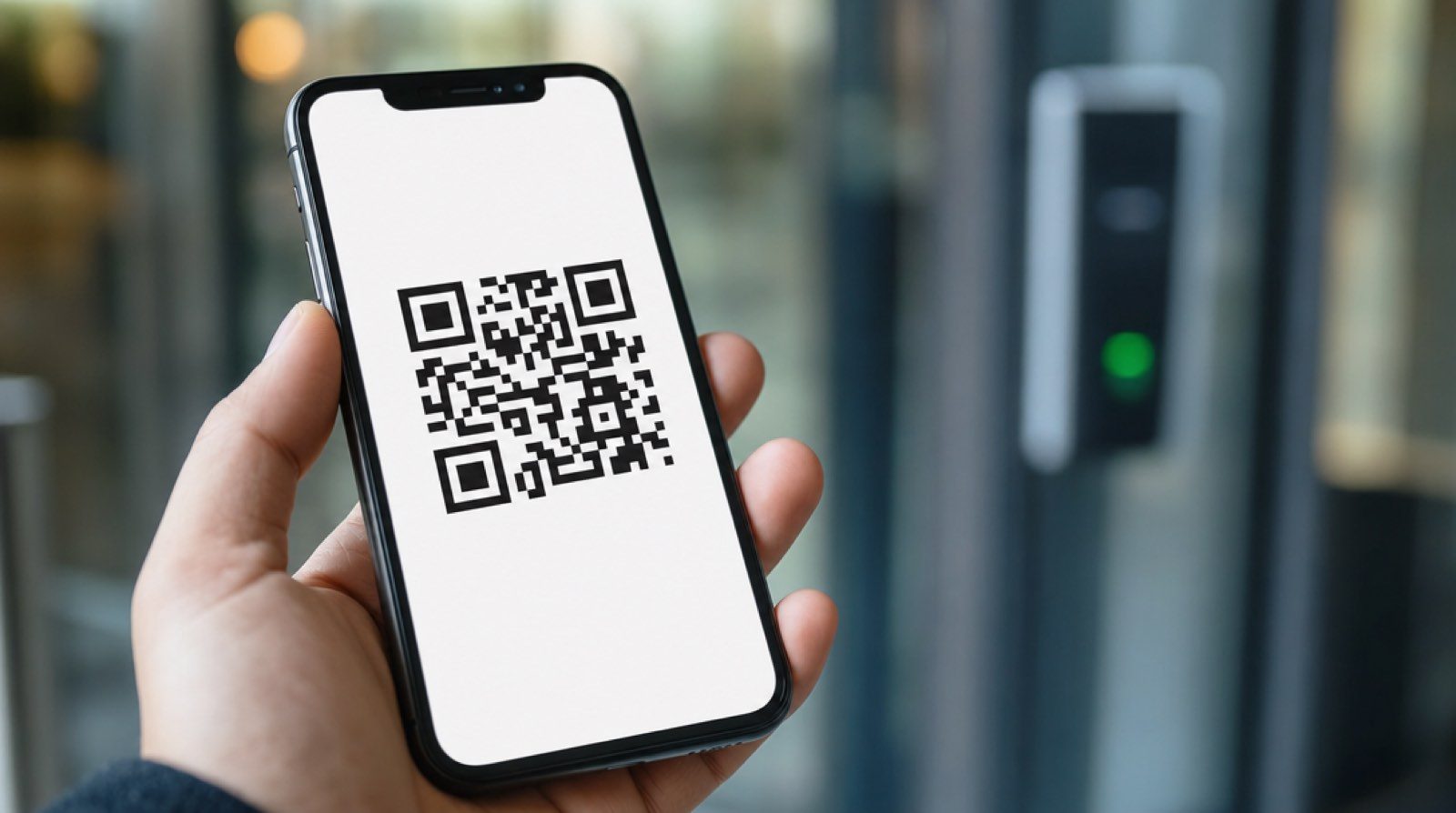 Mano sosteniendo un celular con el pase QR de ArmorPass en pantalla